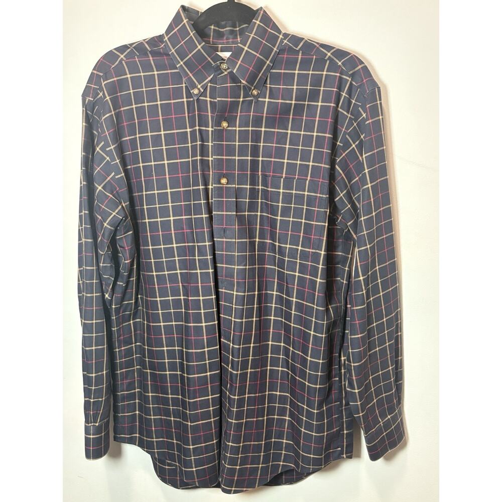 Brooks Brothers 346 Men’s Small Plaid Button Down Shirt Blue Red Cotton